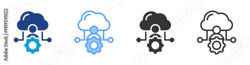 Cloud Clients icon set multiple style collection