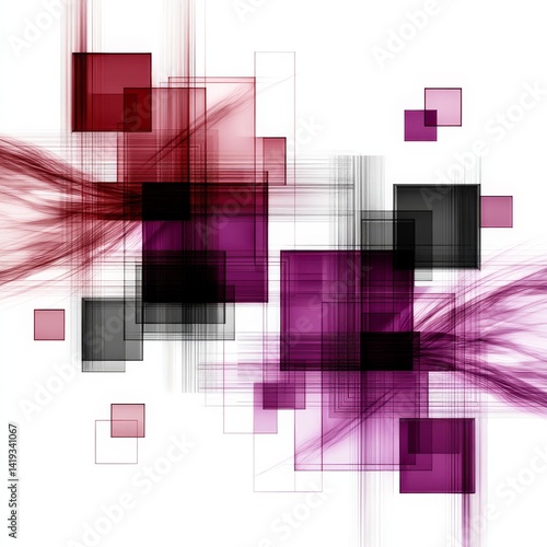Obraz na płótnie Abstract Composition of Squares with Line and Color Effects, Modern Artistic Design w salonie