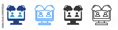 Group Chat icon set multiple style collection