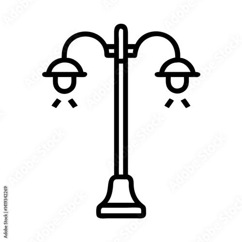 Streetlight icon in minimalist style, black line art design  