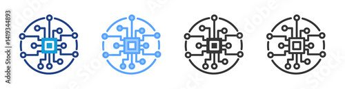 Central Processing icon set multiple style collection