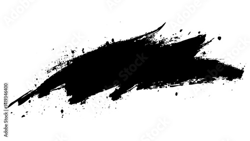Black brush stroke creating artistic abstraction on a white background