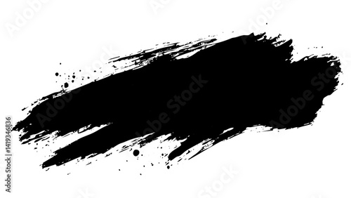 Black paint stroke creating an artistic backdrop for various creative designs and projects