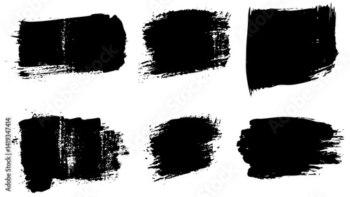 Black paint brush strokes on white background for artistic designs and creative projects
