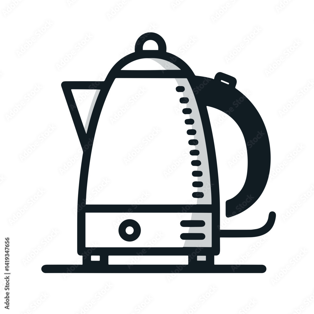 Fototapeta premium Electric kettle icon, black and white