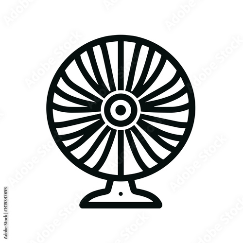 Fan icon, flat vector design in black and white on white 