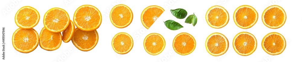 Set of Orange slices isolated on transparent background Set of Orange slices isolated on transparent background
