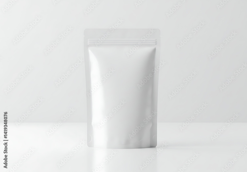 White blank stand up pouch mockup for food product packaging design White blank stand up pouch mockup for food product packaging design