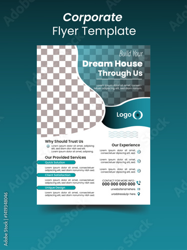 Real estate blue color professional flyer design