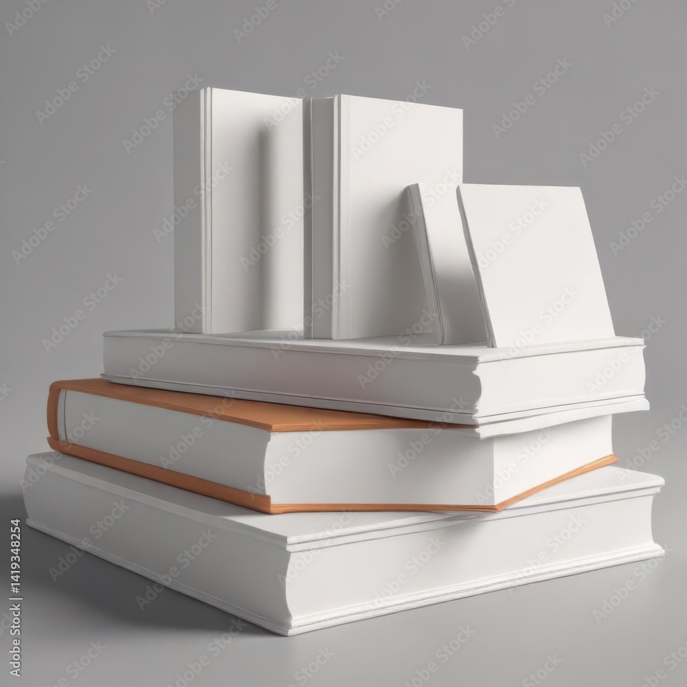 Three sizes of blank book covers with soft shadows, ideal for design presentations ,  large,  design template