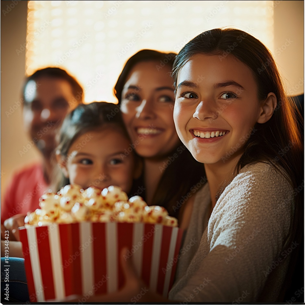 Family movie night celebration cozy living room candid family portrait bright warm lighting joyful atmosphere togetherness Family movie night celebration cozy living room candid family portrait bright warm lighting joyful atmosphere togetherness