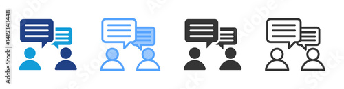 Communication icon set multiple style collection