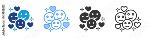 Happiness icon set multiple style collection