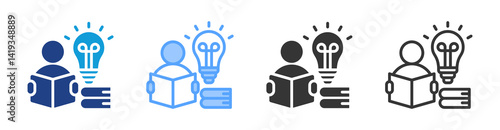 Learning icon set multiple style collection