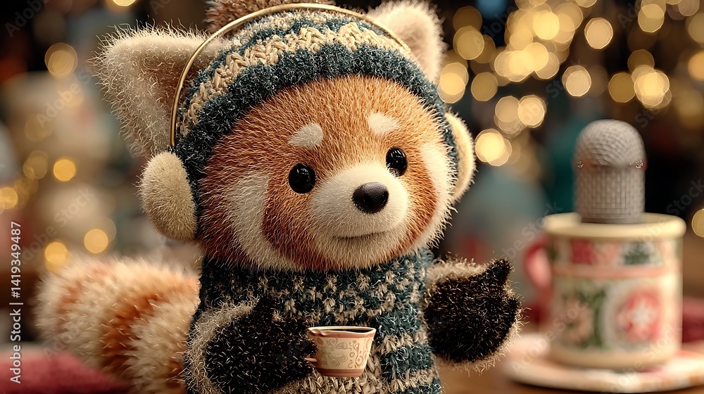 custom made wallpaper toronto digitalAdorable Red Panda Plush Toy in Winter Setting