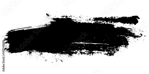 Bold black brush stroke on white canvas creates striking contrast and artistic expression