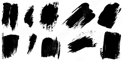 Black brush stroke patterns for creative design and art projects