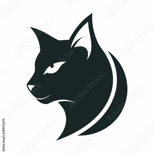A cat left side head logo silhouette Design 