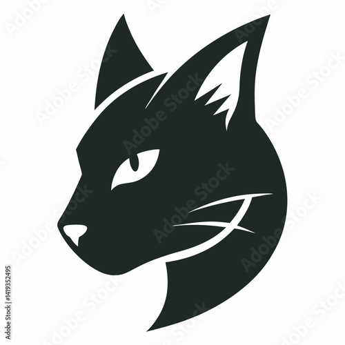A cat left side head logo silhouette Design