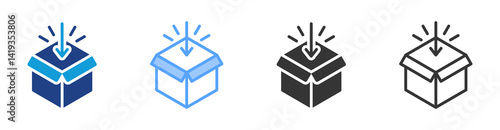 Package icon set multiple style collection