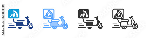 Pizza Delivery icon set multiple style collection