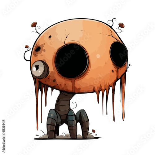 Vector illustration of a lumpy lurker with uneven, misshapen body, creepy crawler