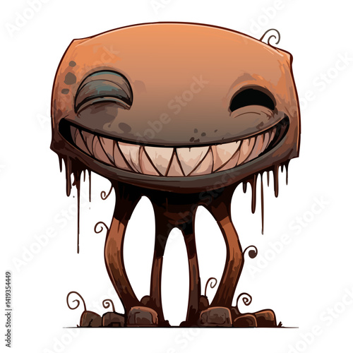 Vector illustration of a lumpy lurker with uneven, misshapen body, creepy crawler