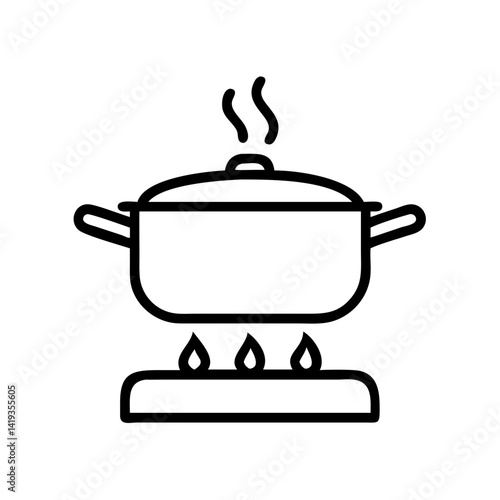 Cooking Pot on Gas Stove Icon Design