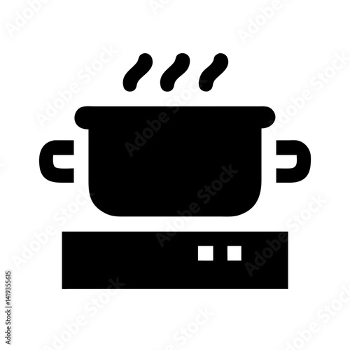 Cooking Pot on Gas Stove Icon Design