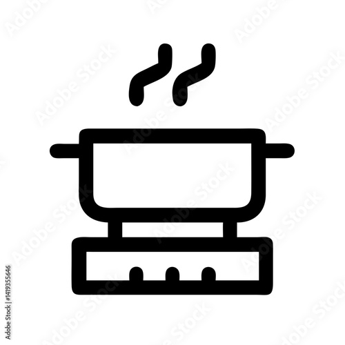 Cooking Pot on Gas Stove Icon Design