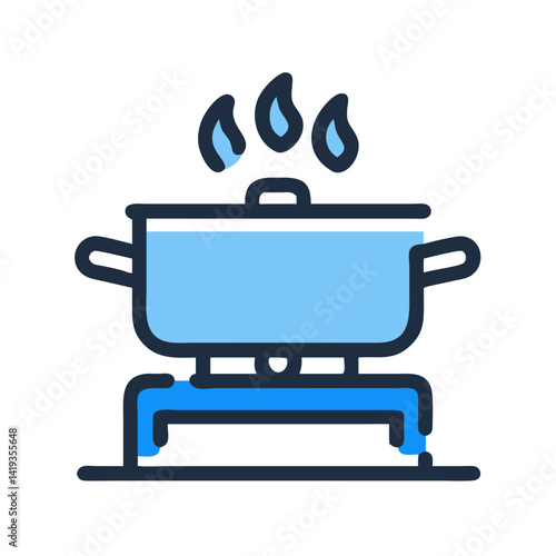 Cooking Pot on Gas Stove Icon Design