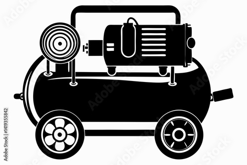 air compressor silhouette line art vector illustration