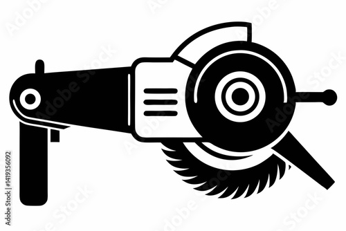 angle grinder silhouette line art vector illustration