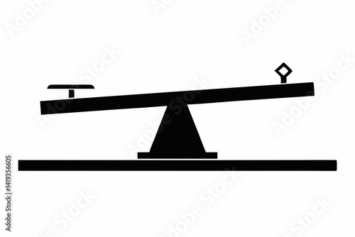 balance beam silhouette line art vector illustration