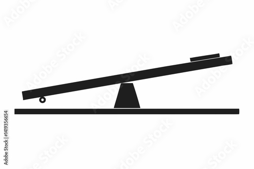 balance beam silhouette line art vector illustration
