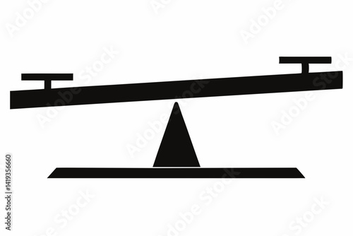 balance beam silhouette line art vector illustration