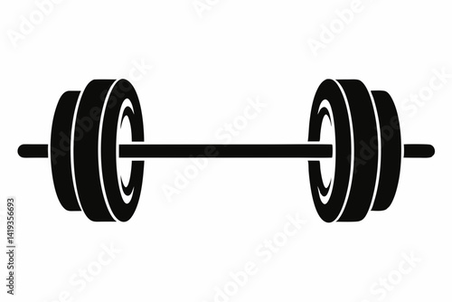 barbell silhouette line art vector illustration