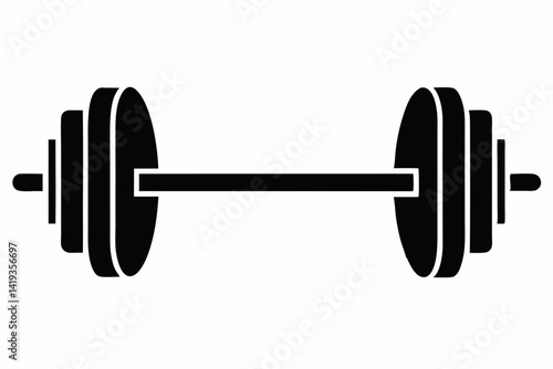 barbell silhouette line art vector illustration