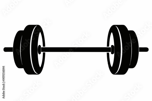 barbell silhouette line art vector illustration