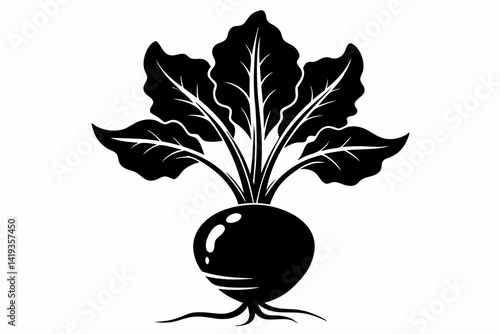 beetroot plant silhouette line art vector illustration