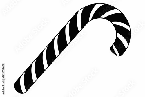 candy cane silhouette line art vector illustration
