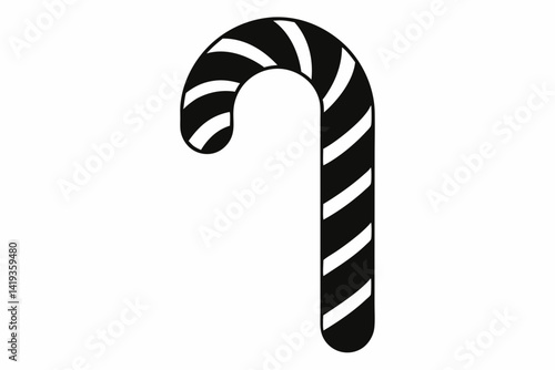 candy cane silhouette line art vector illustration