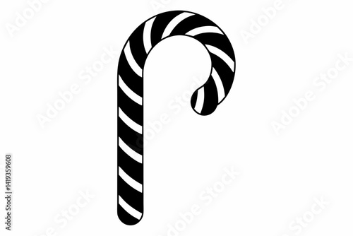 candy cane silhouette line art vector illustration
