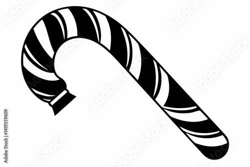 candy cane silhouette line art vector illustration