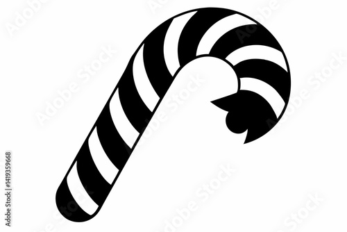 candy cane silhouette line art vector illustration