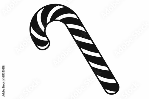 candy cane silhouette line art vector illustration