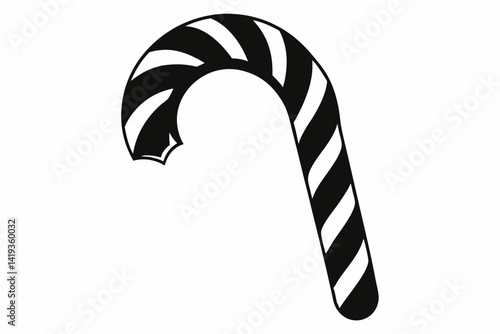 candy cane silhouette line art vector illustration