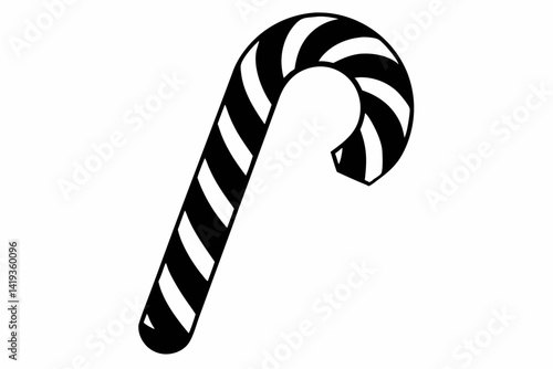 candy cane silhouette line art vector illustration