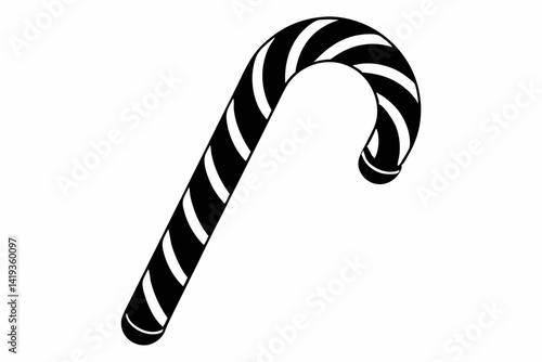 candy cane silhouette line art vector illustration
