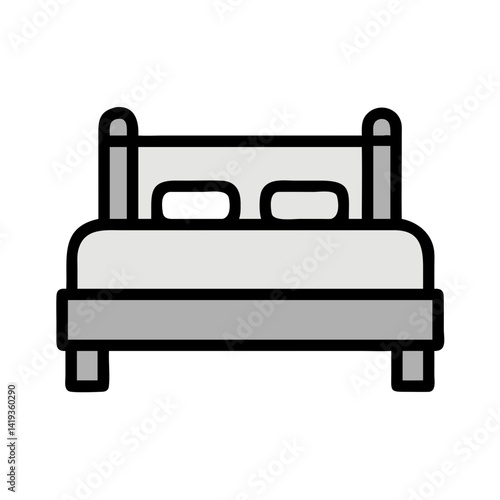 Double Bed with Headboard Posts Icon Design
